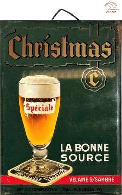 Plaquette publicitaire de la bière Christmas "La Bonne source"