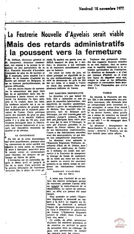 Auvelais : F.N.A. Feutreries Nouvelles d'Auvelais