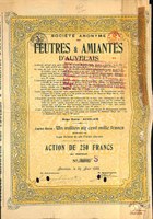 Auvelais : Société Anonyme des Feutres et Amiantes d'Auvelais. Ancienne action