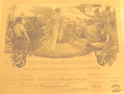 Diplome pour la médaille d'argent de l'exposition de 1911