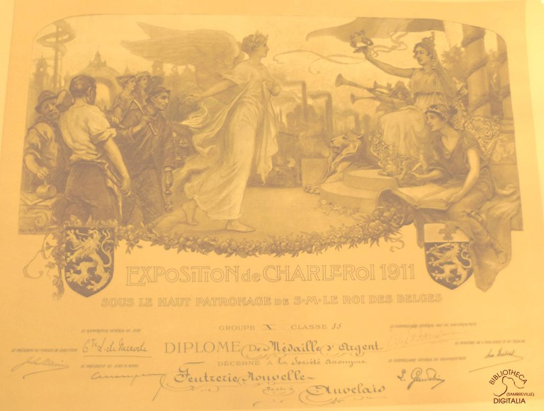 Diplome pour la médaille d'argent de l'exposition de 1911