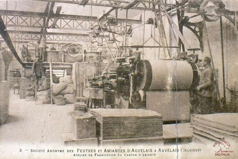 Feutrerie atelier de fabrication du carton d'amiante