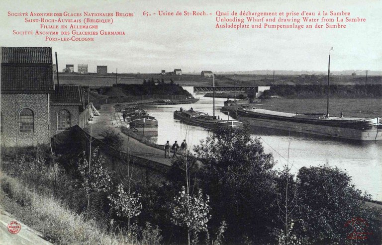 Auvelais : usine de Saint Roch Quai de déchargement et prise d'eau à la Sambre