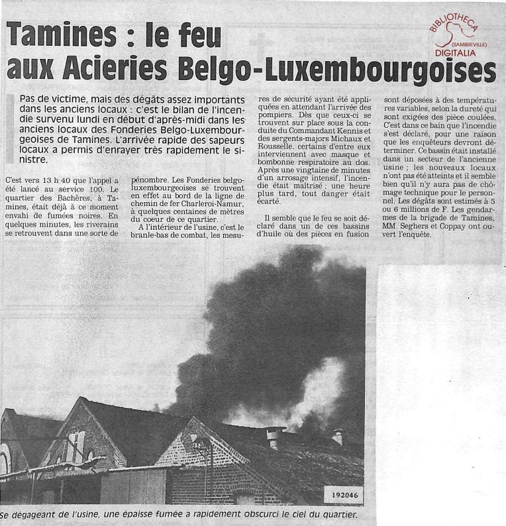 Tamines : Aciéries Belgo-Luxembourgoises