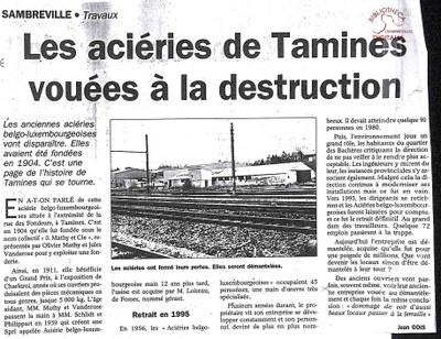 Tamines : Aciéries Belgo-Luxembourgoises