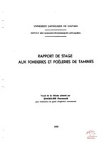 Falisolle : copie du rapport de stage aux fonderies et poêleries de Tamines réalisé par JUCKLER Fernand