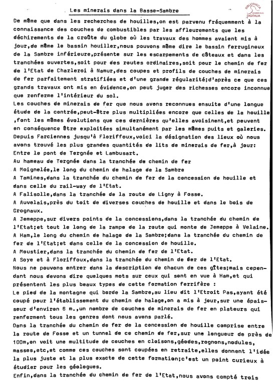 Les minerais dans la Basse-Sambre