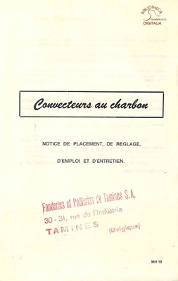 Tamines : Fonderies et poêleries. Livret informatif sur les convecteurs à charbon