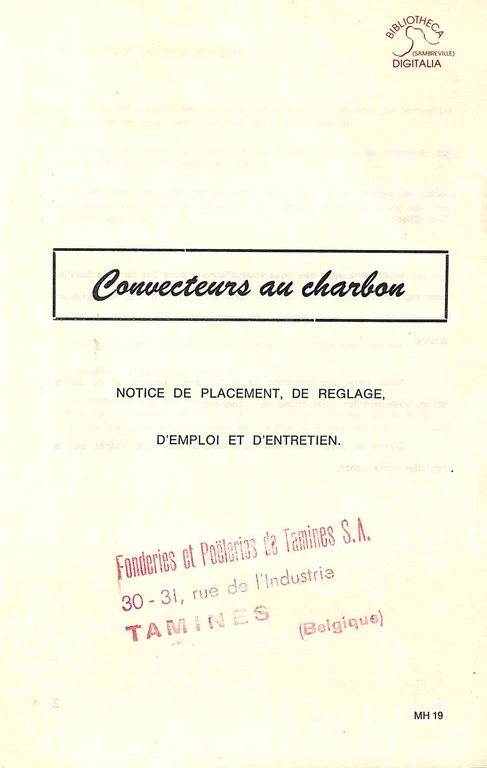 Tamines : Fonderies et poêleries. Livret informatif sur les convecteurs à charbon