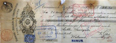 Tamines : reçu au nom de la fonderie Désiré GILOT