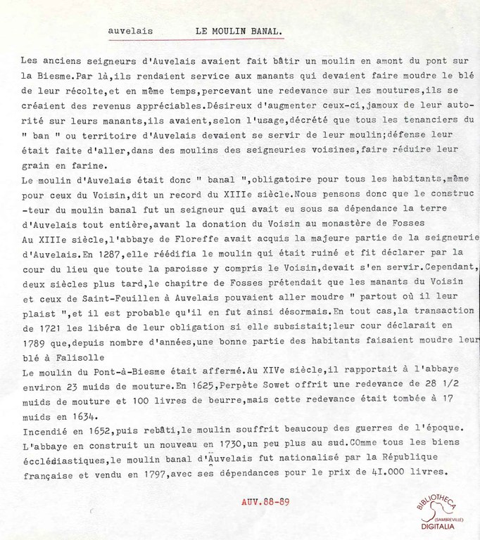 Auvelais : le moulin banal
