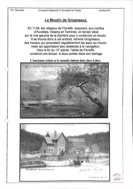 Auvelais : le Moulin de GROGNEAUX