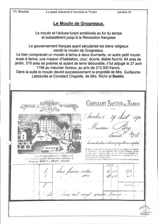 Auvelais : Moulin de GROGNEAUX