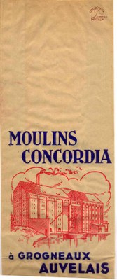 Auvelais : Sac provenant des Moulins CONCORDIA à Grogneaux
