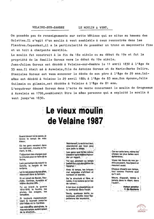 Velaine-sur-Sambre : le moulin à vent