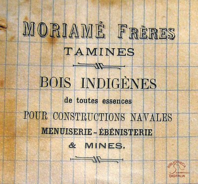 Tamines : entête de facture au nom de MORIAME Frères : Bois indigènes