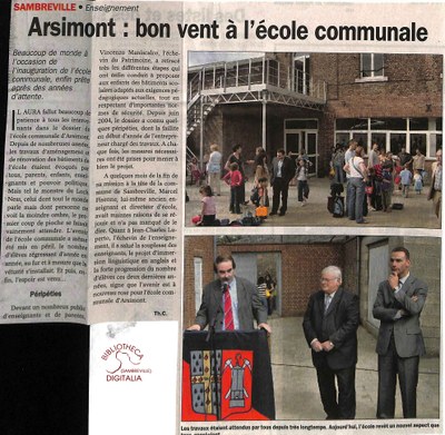Arsimont : école communale. Bon vent à l'école communale