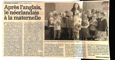 Arsimont : école communale. Après l'anglais, le néerlandais à la maternelle