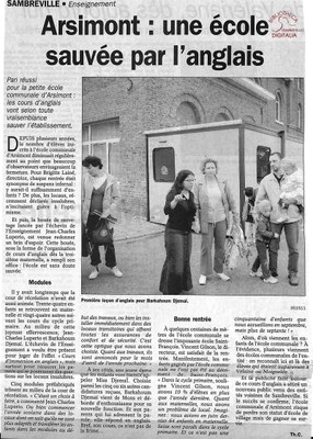 Arsimont : école communale. Une école sauvée par l'anglais