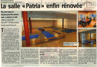 Arsimont : Saint François. La salle "Patria" enfin rénovée