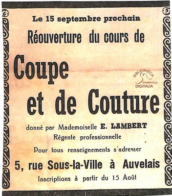 Auvelais : réouverture du cours de coupe et de couture