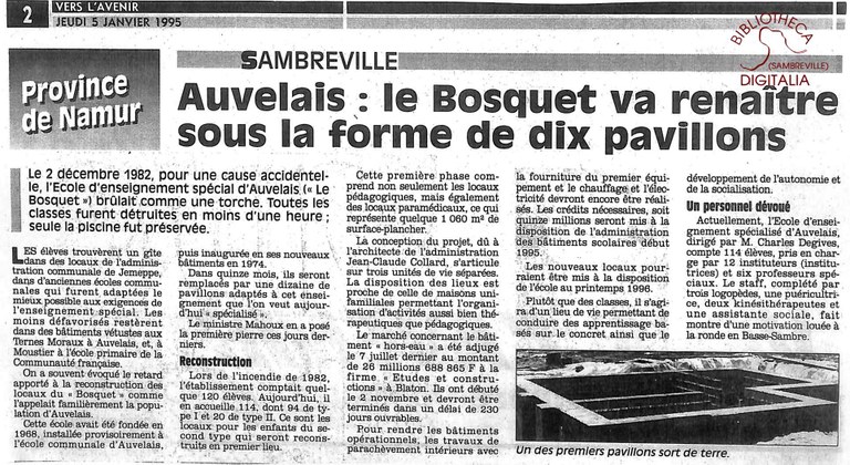 Auvelais : cité scolaire du Bosquet.