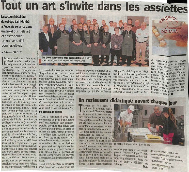 Auvelais : la section hôtelière du collège Saint-André