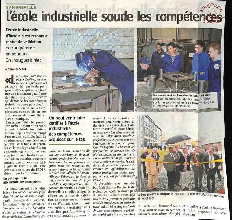 Auvelais : l'école industrielle soude les compténces