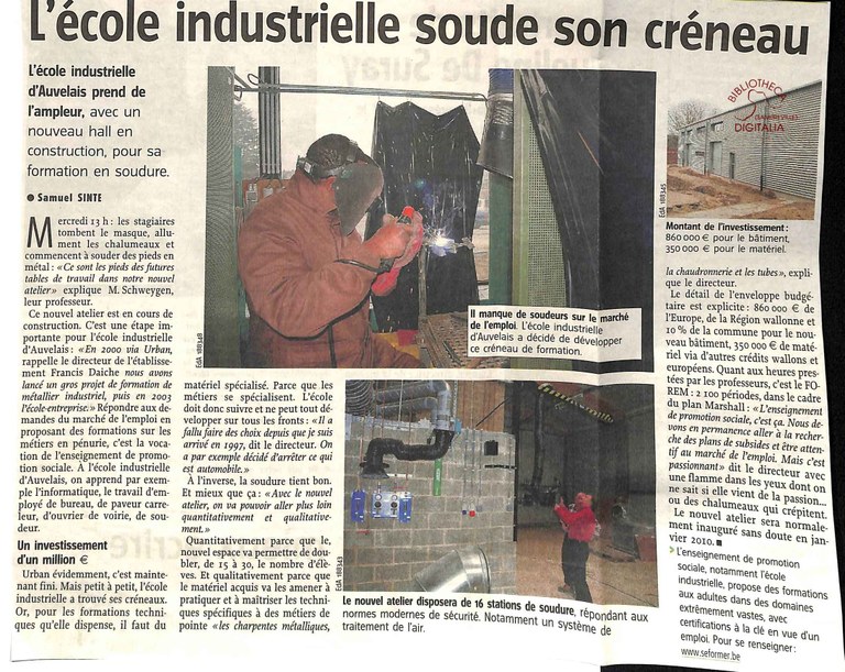 Auvelais : l'école industrielle soude son créneau