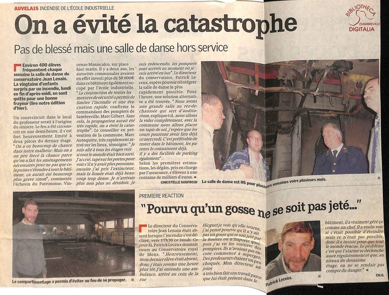 Auvelais : on a évité la catastrophe à l'école industrielle