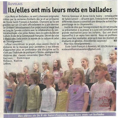 Auvelais : école Saint-François. Ils/elles ont mis leurs mots en ballades