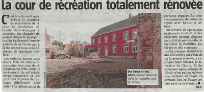 Auvelais : école Saint François. La cour de récréation totalement rénovée.