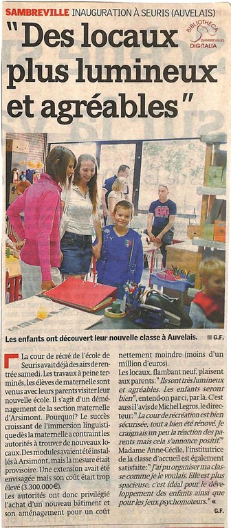 Auvelais : l'école de Seuris. Des locaux plus lumineux et agréables