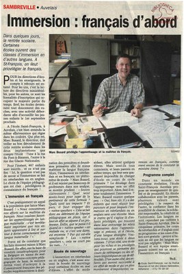 Auvelais : l'école Saint-François. Immersion français d'abord.