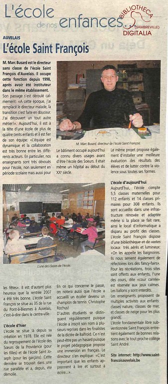 Auvelais : l'école Saint François. L'école enfances