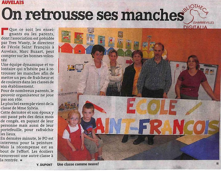 Auvelais : l'école Saint-François. On retrousse ses manches