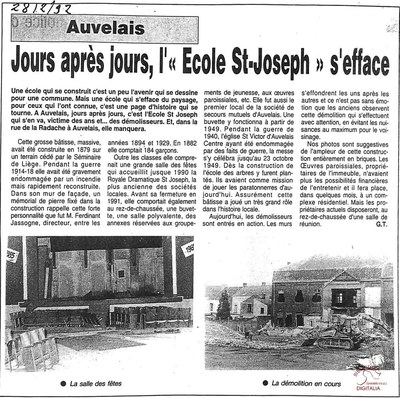 Auvelais : "Jours après jour, l'école Saint-Joseph s’efface"