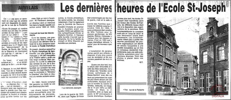 Auvelais : "les derniers heures de l’école Saint-Joseph"