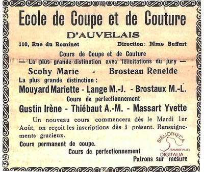 Auvelais : école de coupe et de couture