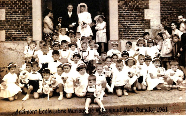 Arsimont : école libre. Mariage de Melle RAMELOT et M. KAISIN