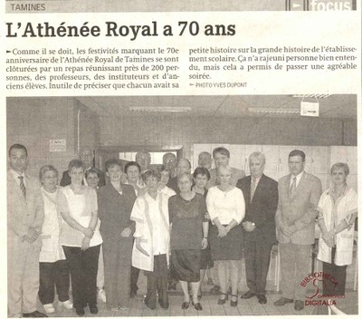 Tamines : l'Athénée Royal à 70 ans