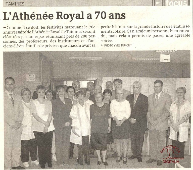 Tamines : l'Athénée Royal à 70 ans