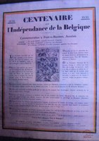 Auvelais : affiche commémorant le centenaire de l'Indépendance de la Belgique