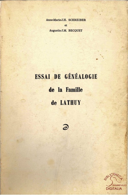 Essai de Généalogie de la famille de LATHUY