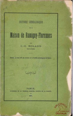 Histoire généalogique de la Maison de Rumigny-Florennes. Extrait du tome XIX des Annales de la Société archéologique de Namur
