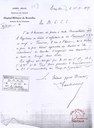 Document de l'Armée belge, Service de Santé, à l'attention du Directeur Général du Service de la Santé faisant part du non désir du Capitaine FERNEMONTde ne pas reprendre le service, daté du 15 novembre 1919