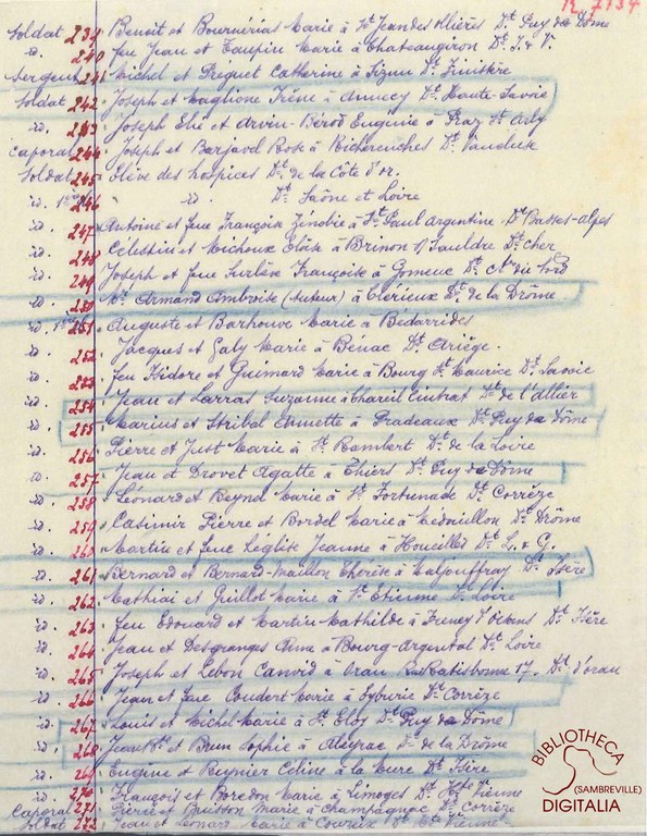 Liste des livrets militaires en dépôt à la mairie d'Auvelais, page 16