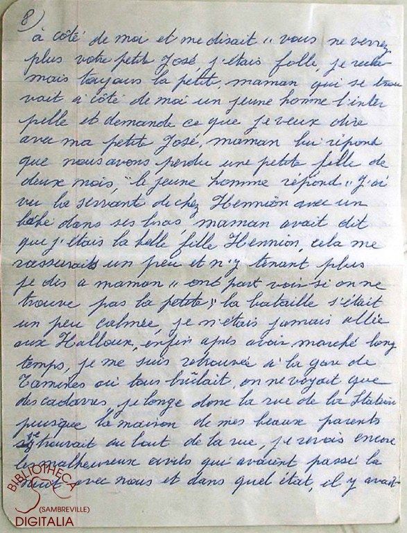 Témoignage manuscrit de Madame HENNION, survivante du massacre de Tamines, page 8