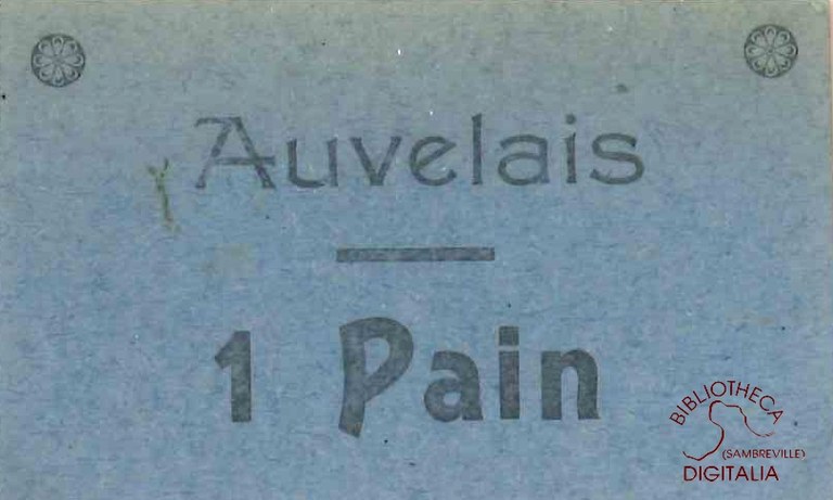 Ticket de rationnement pour un pain, Auvelais