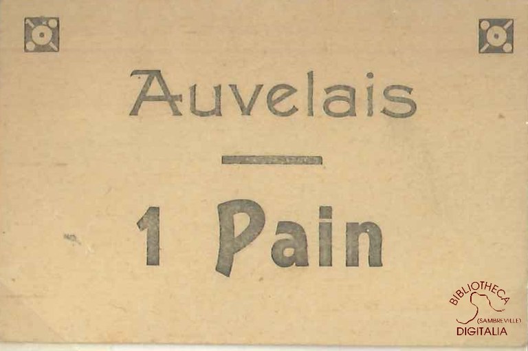 Ticket de rationnement pour un pain, Auvelais